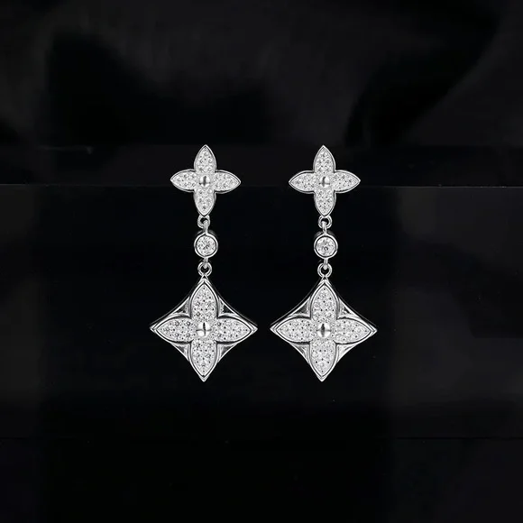 Elegant Sterling Silver Drop Earrings - Picture 3 of 4